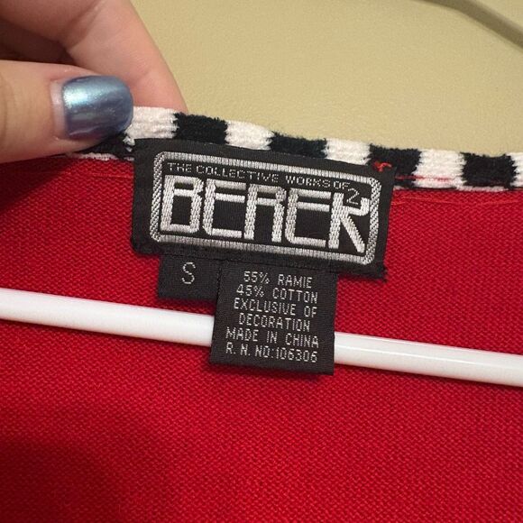 The Collective Works of Berek 2 Red Beaded Stocking Christmas Sweater Small - Picture 7 of 9
